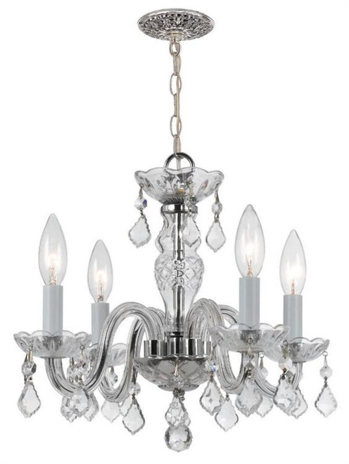 Traditional Crystal Mini Chandelier - Polished Chrome, Clear Italian 12"H
