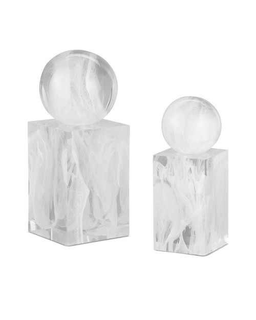Currey and Company Nova White Objects, Set of 2 