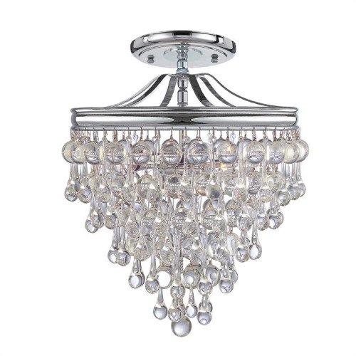 Calypso Semi Flush Mount - Polished Chrome, Clear Glass Drops 14"H