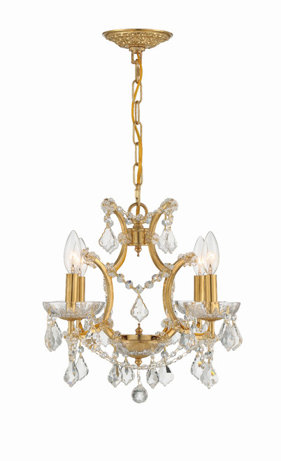 Filmore Mini Chandelier - Antique Gold, Hand Cut Crystal 15"H