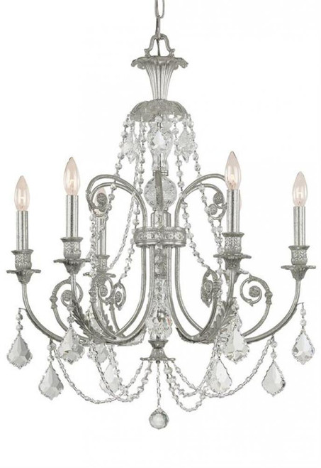 Regis Chandelier - Olde Silver, Clear Italian 30.25"H