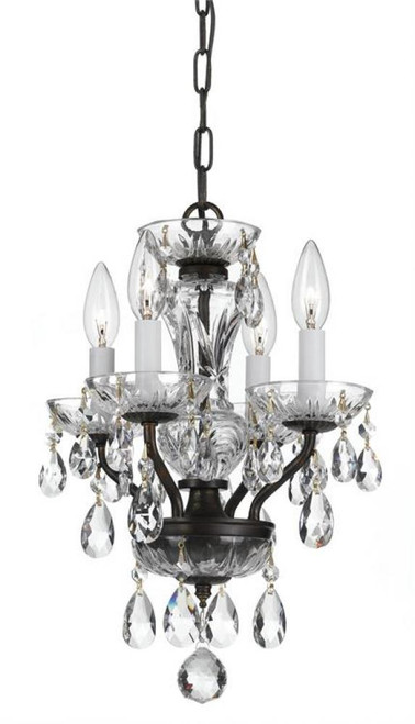 Traditional Crystal Mini Chandelier - English Bronze, Swarovski Strass Crystal 15"H