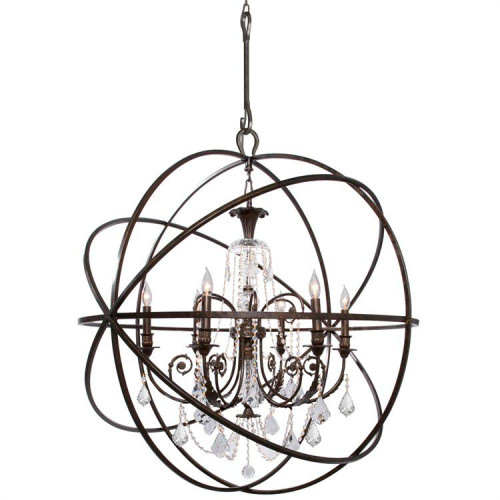 Solaris Chandelier - English Bronze, Swarovski Strass Crystal 42"H