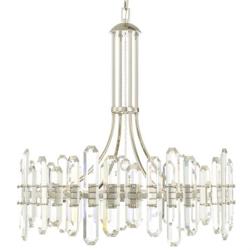 Bolton Chandelier - Polished Nickel, Faceted Crystal Elements 28.25"H