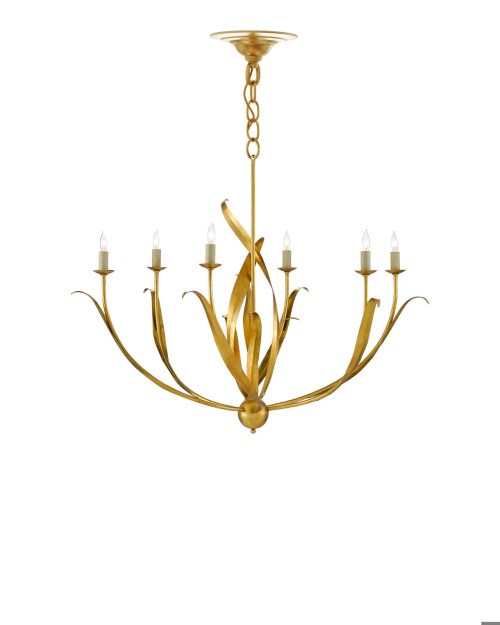 Menefee Chandelier, 1-Light, Antique Gold Leaf, 32"W, Currey and Company 9000-0444