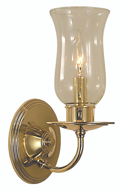 Jamestown Wall Sconce, 1-Light, Polished Brass, Hurricane Glass Shade, 10.5"H (2541 PB VG3Z)