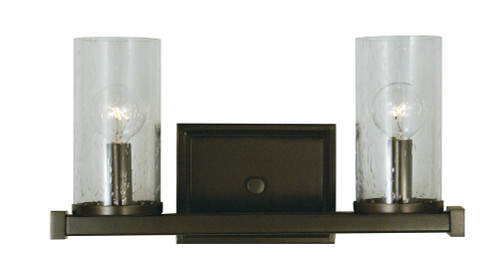 Compass Wall Sconce, 2-Light, Mahogany Bronze, Clear Seedy Glass Cylinder Shade, 7.5"H (1112 MB 9M7HG)