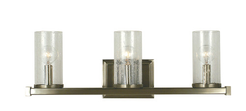 Compass Wall Sconce, 3-Light, Brushed Nickel, Clear Seedy Glass Cylinder Shade, 7.5"H (1113 BN 9M7HM)