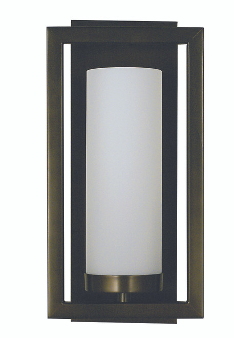 Theorem Wall Sconce, 1-Light, Matte Black, White Etched Glass Cylinder Shade, 14"H (1197 MBLACK 9Q0D9)