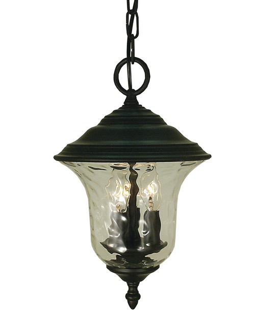 Hartford Outdoor Ceiling Mount, 3-Light, Iron, Clear Mottled Glass Shade, 14"H (1221 IRON 9Q0E7)