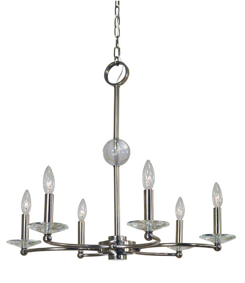 Pirouette Chandelier, 6-Light, Polished Nickel, 26"W (3106 PN 9U41T)