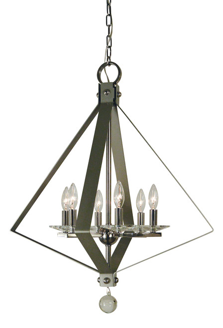 Ice Chandelier, 6-Light, Nickel, 24"W (4926 PN/MBLACK 9U30C)