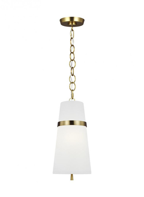 Cordtlandt Small Pendant, 1-Light, Burnished Brass, White Linen Shade, 8.13"W (AP1161BBS 706TZNH)