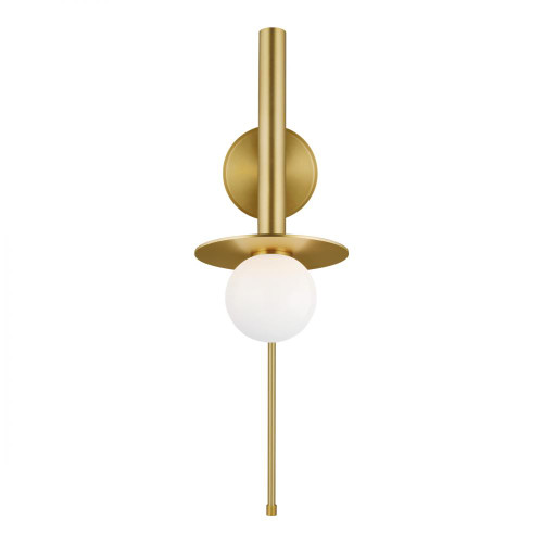 Nodes Wall Sconce, 1-Light, Burnished Brass, Milk White Shade, 23.63"H (KW1021BBS 706TYNH)