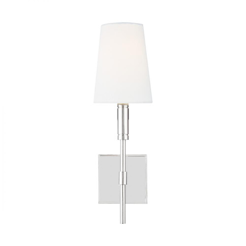 Beckham Classic Wall Sconce, 1-Light, Polished Nickel, White Linen Shade, 17"H (TW1031PN 706TZMK)