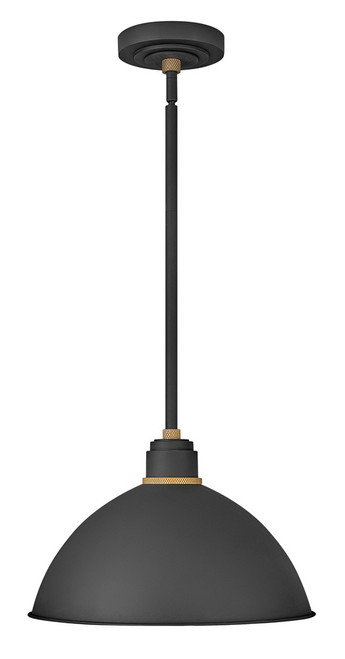 Foundry Dome Outdoor Pendant, 1-Light, Black, 16"W (10685TK YD7X)