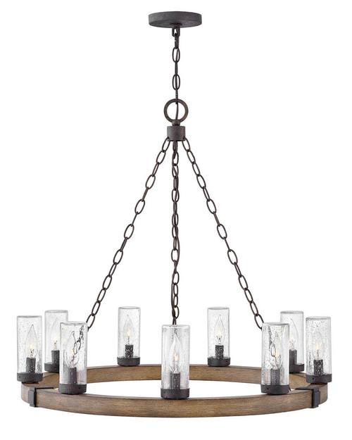 Sawyer Outdoor Chandelier, 9-Light, Sequoia, 30"W (29208SQ-LL YF4V)
