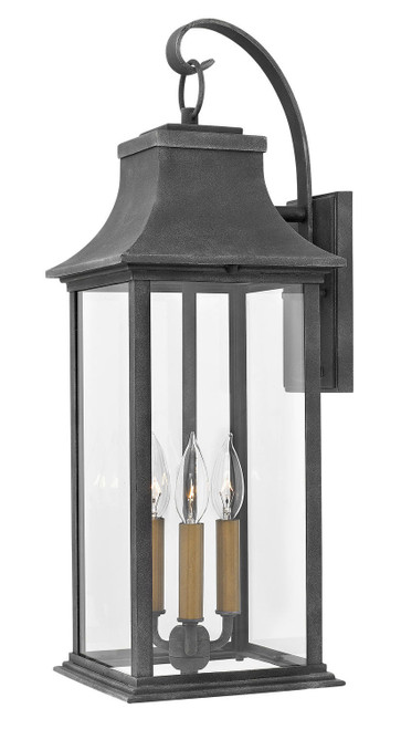 Adair Outdoor Wall Mount Lantern, 3-Light, Aged Zinc, 24.5"H (2935DZ VCKK)