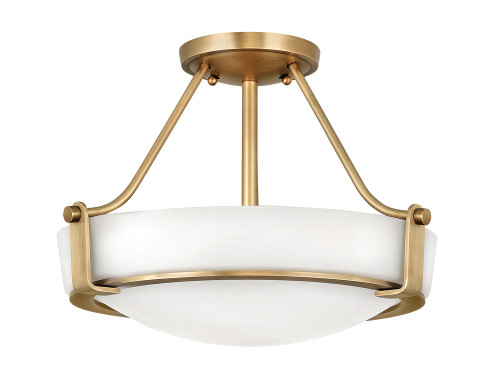Hathaway Medium Semi-Flush Mount, 3-Light, Light Brass, 16"W (3220HB YF6C)