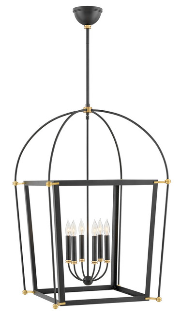 Selby Up Chandelier, 6-Light, Heritage Brass, 25"W (4056BK YC78)