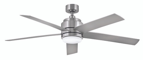 Tier Ceiling Fan, 5-Blade, 1-Light, LED, Brushed Nickel, Silver Blades, Etched Opal Glass, 54"W (902054FBN-LWA 9M6UM)