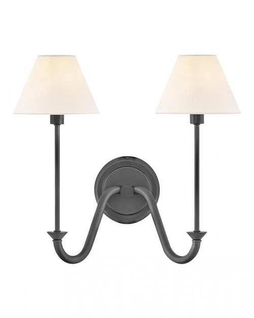 Hinkley Greta Medium Two Light Sconce Blackened Brass 