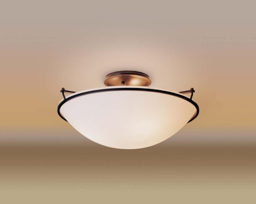 Plain Semi-Flush Mount, 3-Light, Natural Iron, Sand Glass, 17.2"W (124304-SKT-20-SS0053 CEKR)