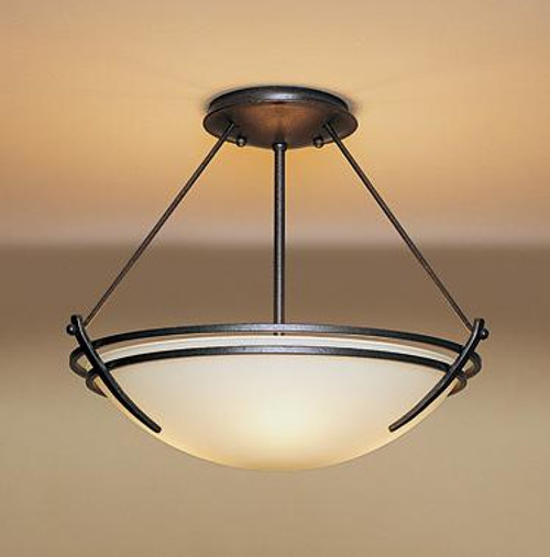 Presidio Tryne Semi-Flush Mount, 2-Light, Black, Sand Glass, 16.4"W (124422-SKT-10-SS0047 CGJ5)