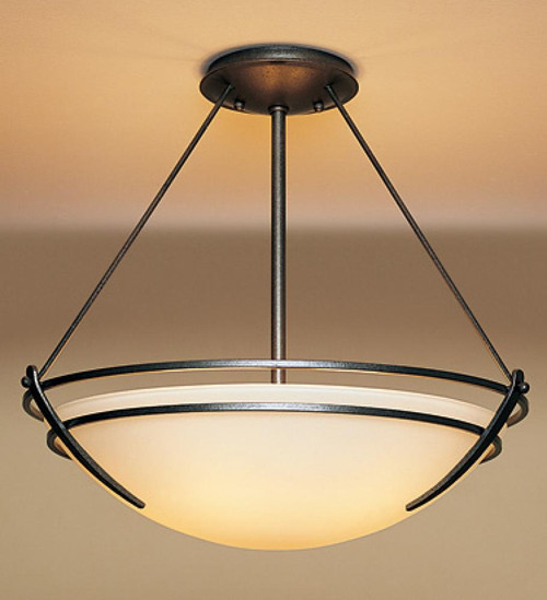 Presidio Tryne Semi-Flush Mount, 3-Light, Dark Smoke, Sand Glass, 28.6"W (124442-SKT-07-SS0054 CHHL)