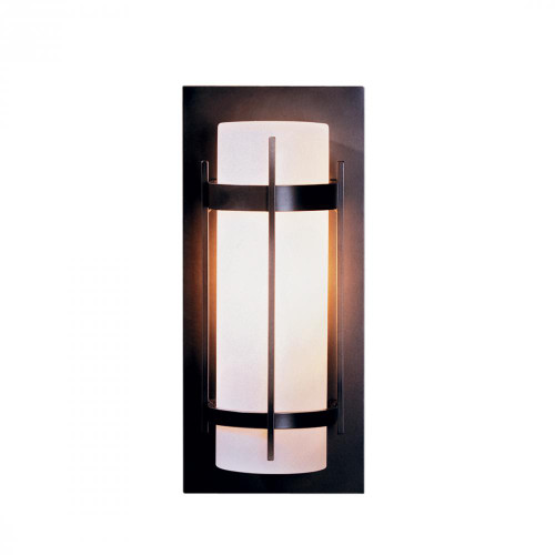 Banded Outdoor Wall Sconce, 1-Light, Coastal Natural Iron, Opal Glass, 16"H (305893-SKT-20-GG0034 LEXP5)