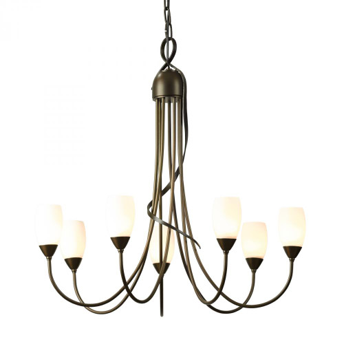 Flora Chandelier, 7-Light, Bronze, Opal Glass, 24.9"W (103049-SKT-05-GG0444 39CH0W)