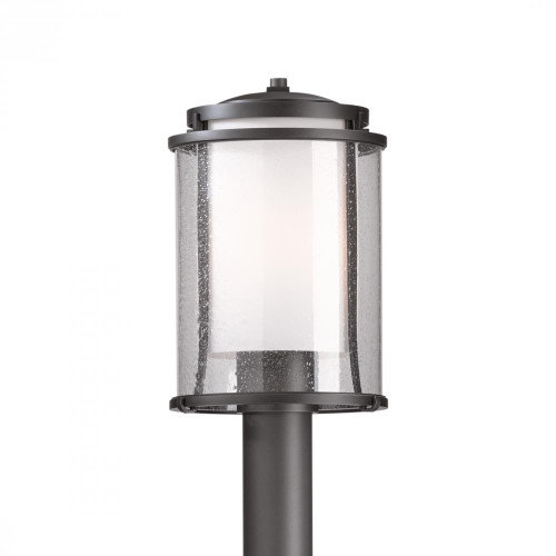 Meridian Outdoor Post Light, 1-Light, Coastal Burnished Steel, Opal and Seeded Glass, 14.5"H (345610-SKT-78-ZS0283 3WEQEH)