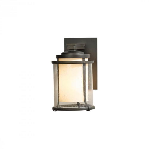 Meridian Outdoor Wall Sconce, 1-Light, Coastal Dark Smoke, Opal and Seeded Glass, 10.5"H (305605-SKT-77-ZS0296 3WHTZQ)