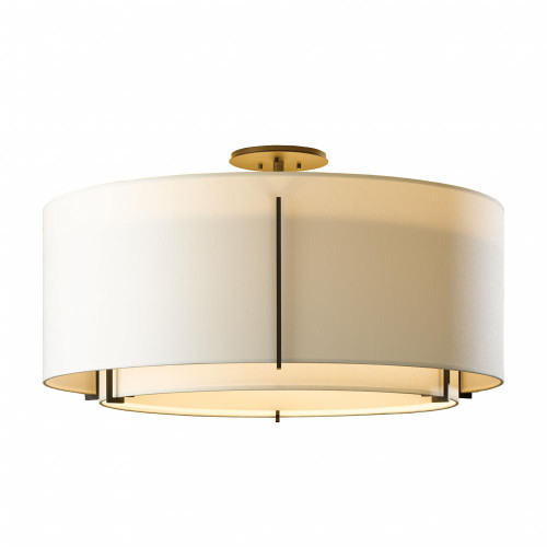 Exos Semi-Flush Mount, 3-Light, Bronze, Natural Anna Inner/Natural Anna Outer Shade, 29.3"W (126505-SKT-05-SF2290-SF2899 46C9H4)