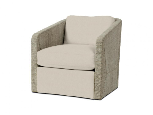 Palecek Carmine Swivel Lounge Chair, Fog White, Beige Natural Canvas 01 