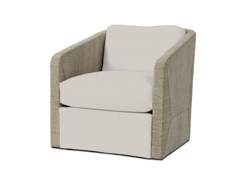 Palecek Carmine Swivel Lounge Chair, Fog White, Beige I/O Natural Sand Weave 3X, Deluxe 8156 Cushion 