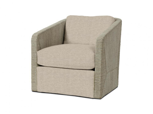 Palecek Carmine Swivel Lounge Chair, Fog White, Beige I/O Sand Stone 3Z, Standard 8155 Cushion 
