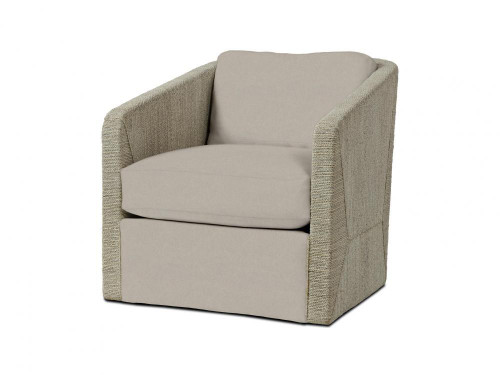 Palecek Carmine Swivel Lounge Chair, Fog White, Mixed Nairobi Clay 6M, Deluxe 8156 Cushion 