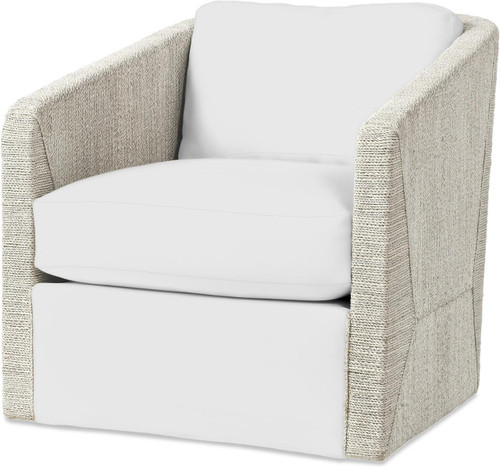 Palecek Carmine Swivel Lounge Chair, Fog White, Dove White Leatherette 6A, Standard 8155 Cushion 