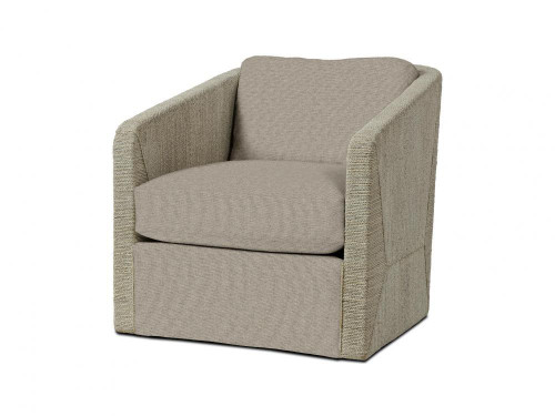 Palecek Carmine Swivel Lounge Chair, Fog White, Beige I/O Mountain Squares 8A, Standard 8155 Cushion 