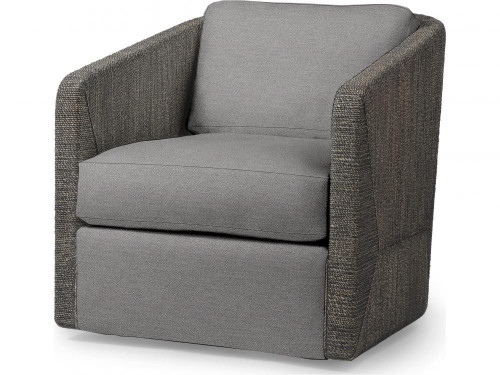 Palecek Carmine Swivel Lounge Chair, Mocha Wash, Gray I/O Grey Sand Weave 3Y, Standard 8155 Cushion 