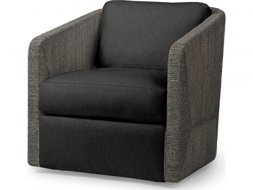 Palecek Carmine Swivel Lounge Chair, Mocha Wash, Gray Charcoal Leather 1R, Standard 8155 Cushion 