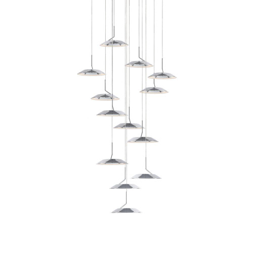 Royyo Pendant, 13-Light, Circular, LED, Chrome, Matte White Canopy, 22"W (RYP-C13-SW-CRM 407UELD)