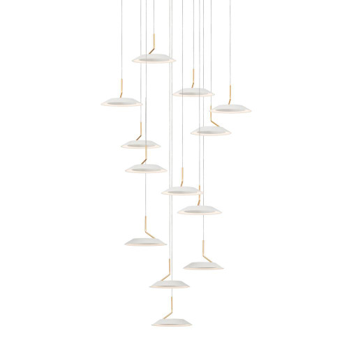 Royyo Pendant, 13-Light, Circular, LED, Matte White, Gold Accent, Matte White Canopy, 22"W (RYP-C13-SW-MWG 407UELC)