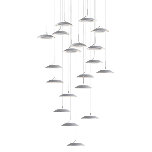 Royyo Pendant, 19-Light, Circular, LED, Silver, Silver Canopy, 22"W (RYP-C19-SW-SIL 407UELF)