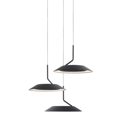 Royyo Pendant, 3-Light, Circular, LED, Matte Black, Matte Black Canopy, 12"W (RYP-C3-SW-MTB 407UEL1)
