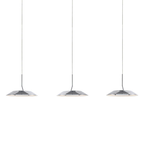 Royyo Pendant, 3-Light, Linear, LED, Chrome, Matte White Canopy, 44"W (RYP-L3-SW-CRM 407UDPM)