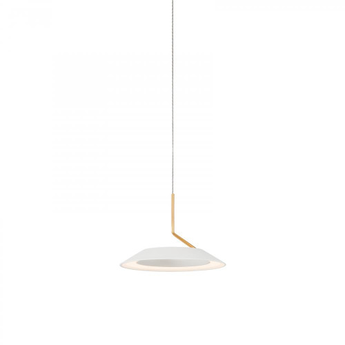 Royyo Pendant, 1-Light, LED, Matte White, Gold Accent, 6.5"W (RYP-S1-SW-MWG 407UDPG)