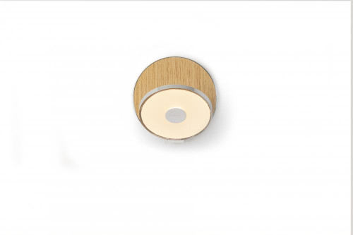 Gravy Wall Sconce, Plug In, LED, Chrome, White Oak Plate, 5"H (GRW-S-CRM-WOK-PI 407UGL4)