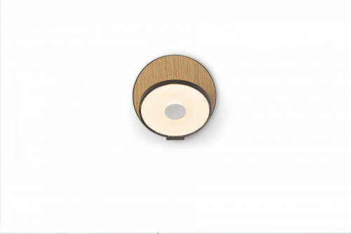 Gravy Wall Sconce, LED, Metallic Black, White Oak Plate, 5"H (GRW-S-MBK-WOK-HW 407UGK5)